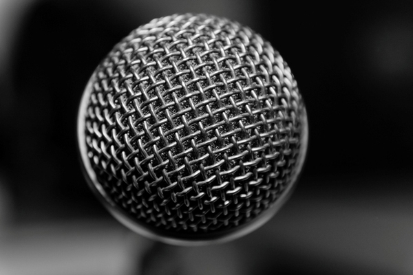 Mikrofonkopf einer Sprechanlage im Sitzungssaal